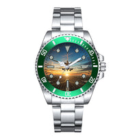 Thumbnail for Airplane over Runway Towards the Sunrise Designed Luxury Aviators Best Choice Watches