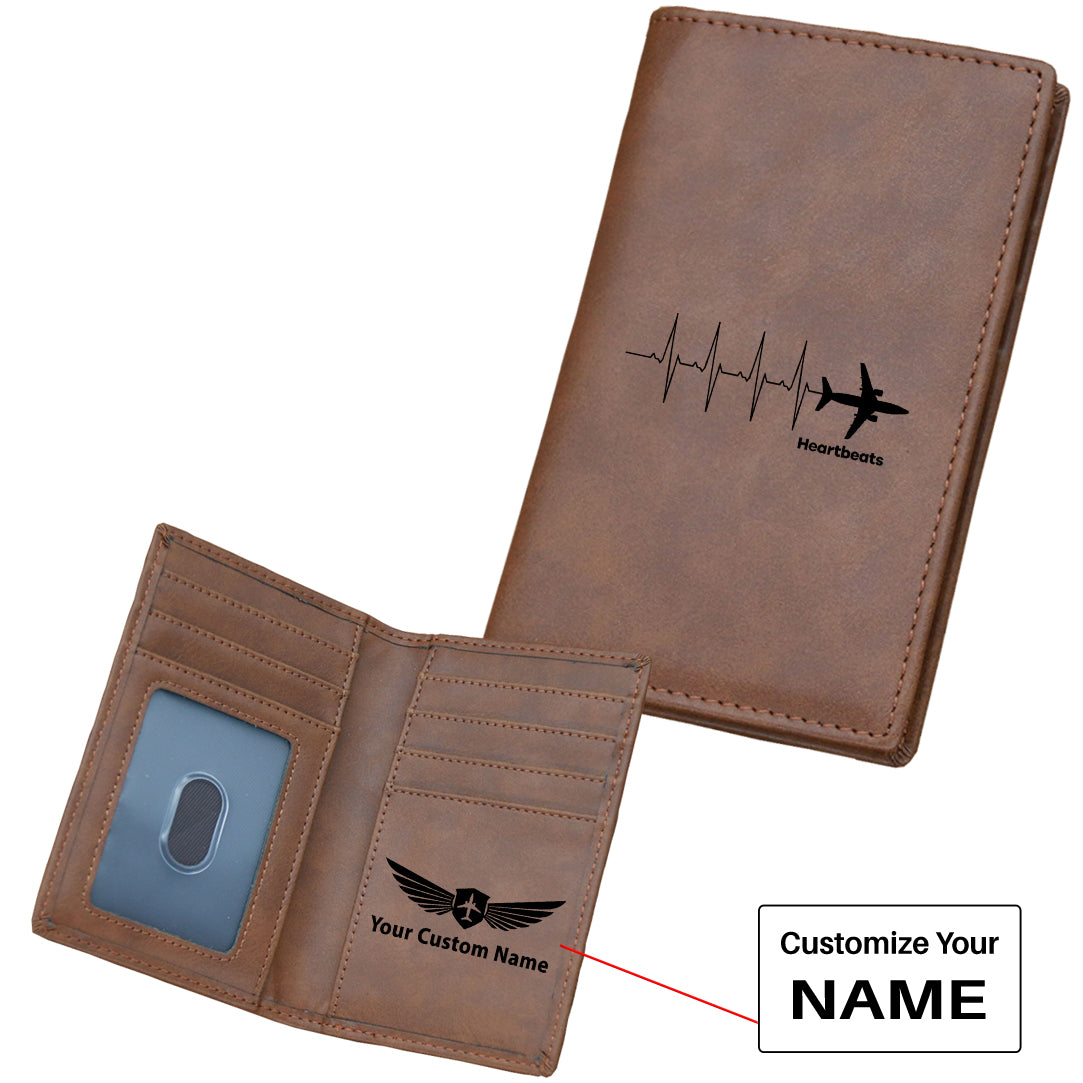 Aviation Heartbeats Designed Leather Card Holder Wallets