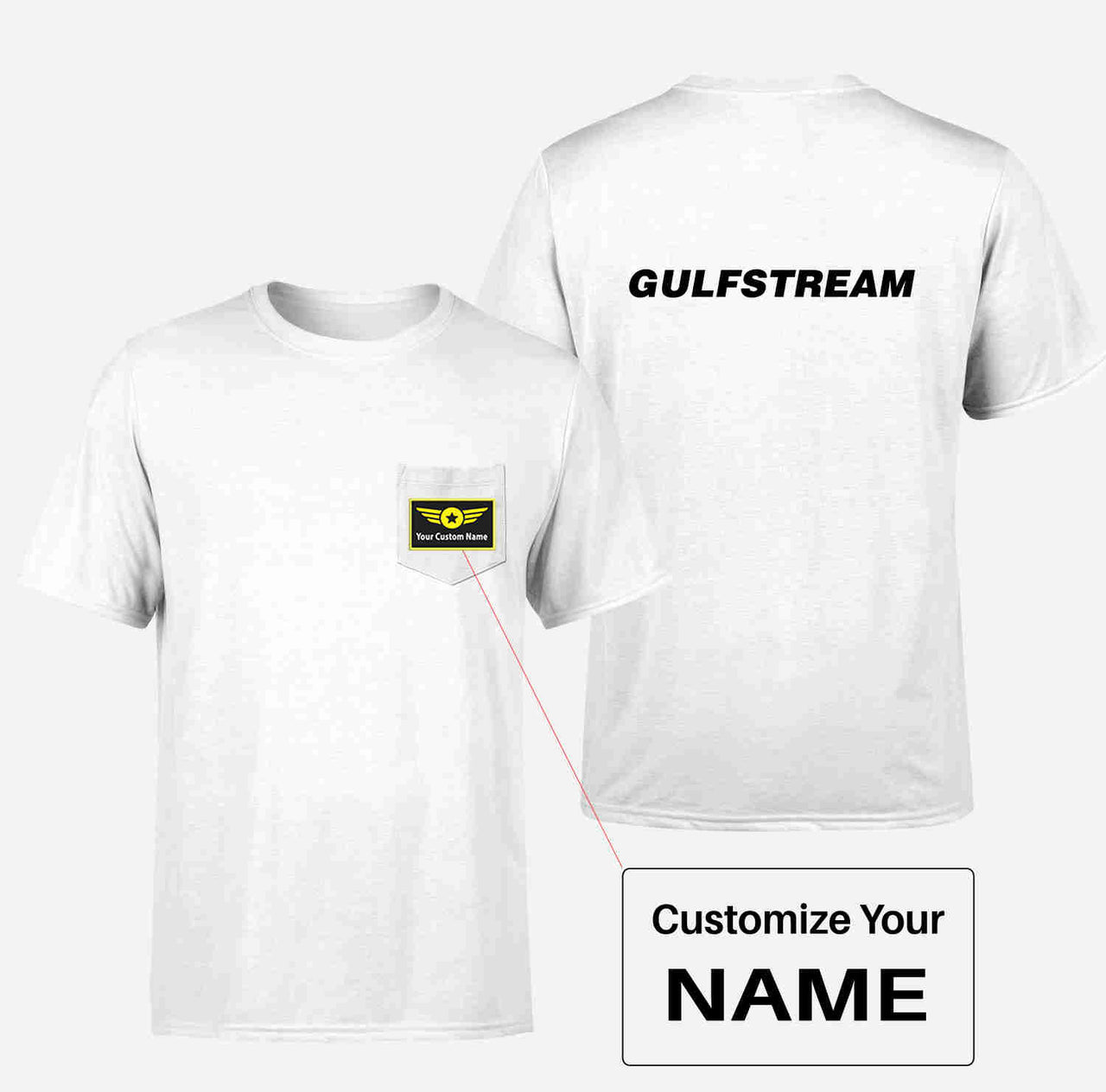 Gulfstream & Text Designed Pocket T-Shirts