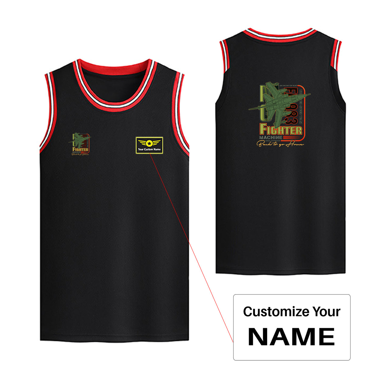 Fighter Machine Designed Basketball Style Sports Tank Tops