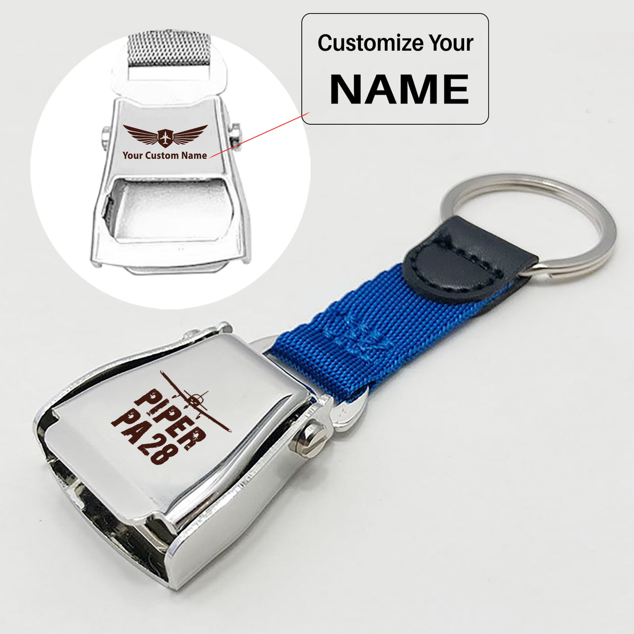 Piper PA28 & Plane Designed Airplane Seat Belt Key Chains