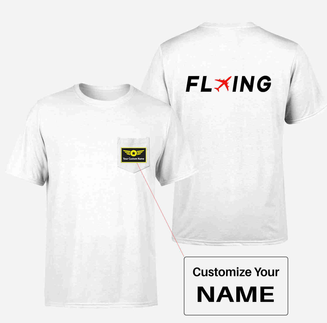 Flying Designed Pocket T-Shirts