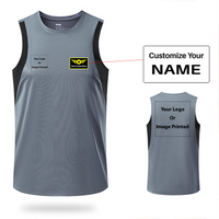 Thumbnail for Double-Side Logos + Name (Special Badge) Designed Sleveless Quick Dry Sports Tank Tops