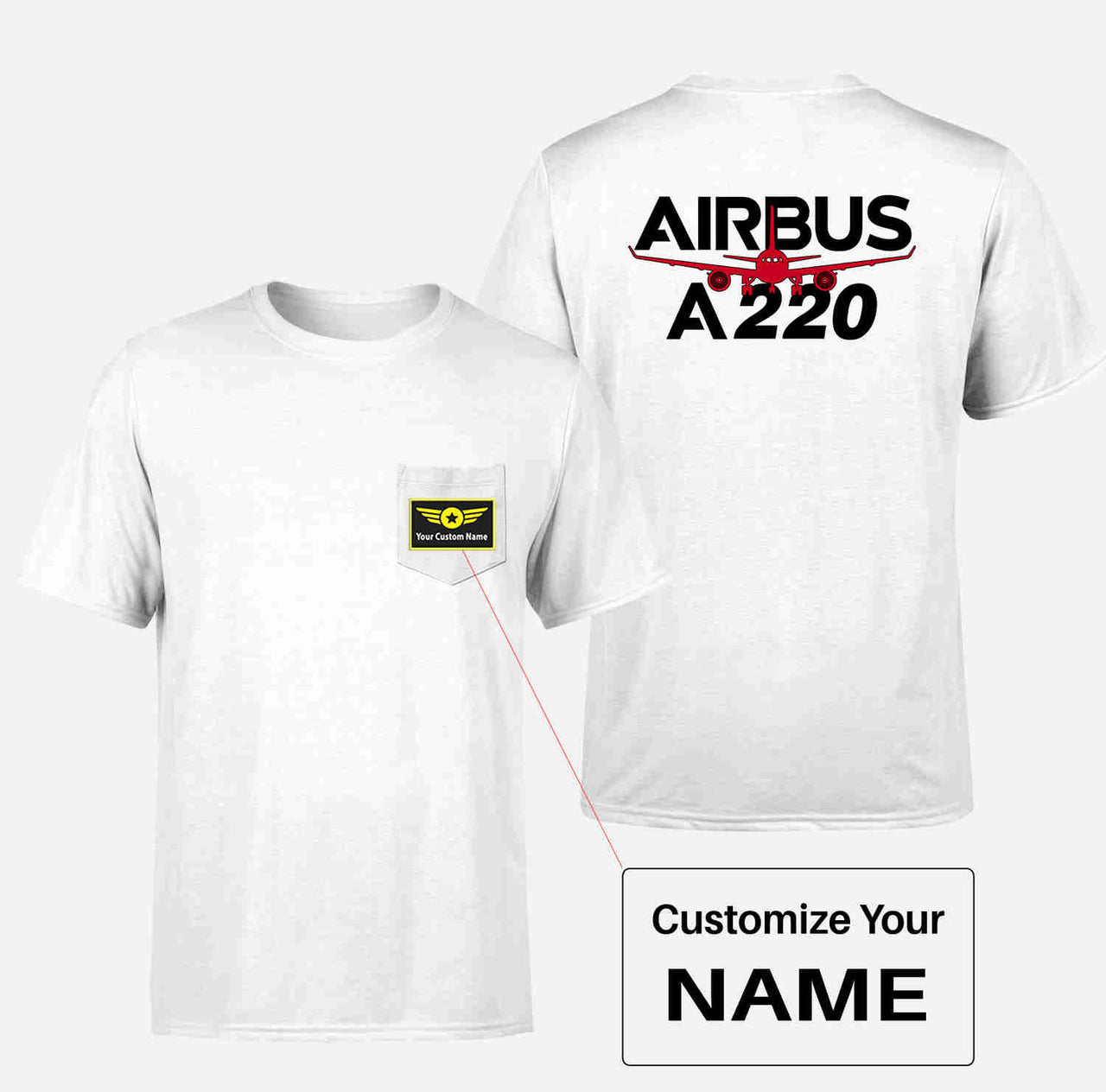 Amazing Airbus A220 Designed Pocket T-Shirts