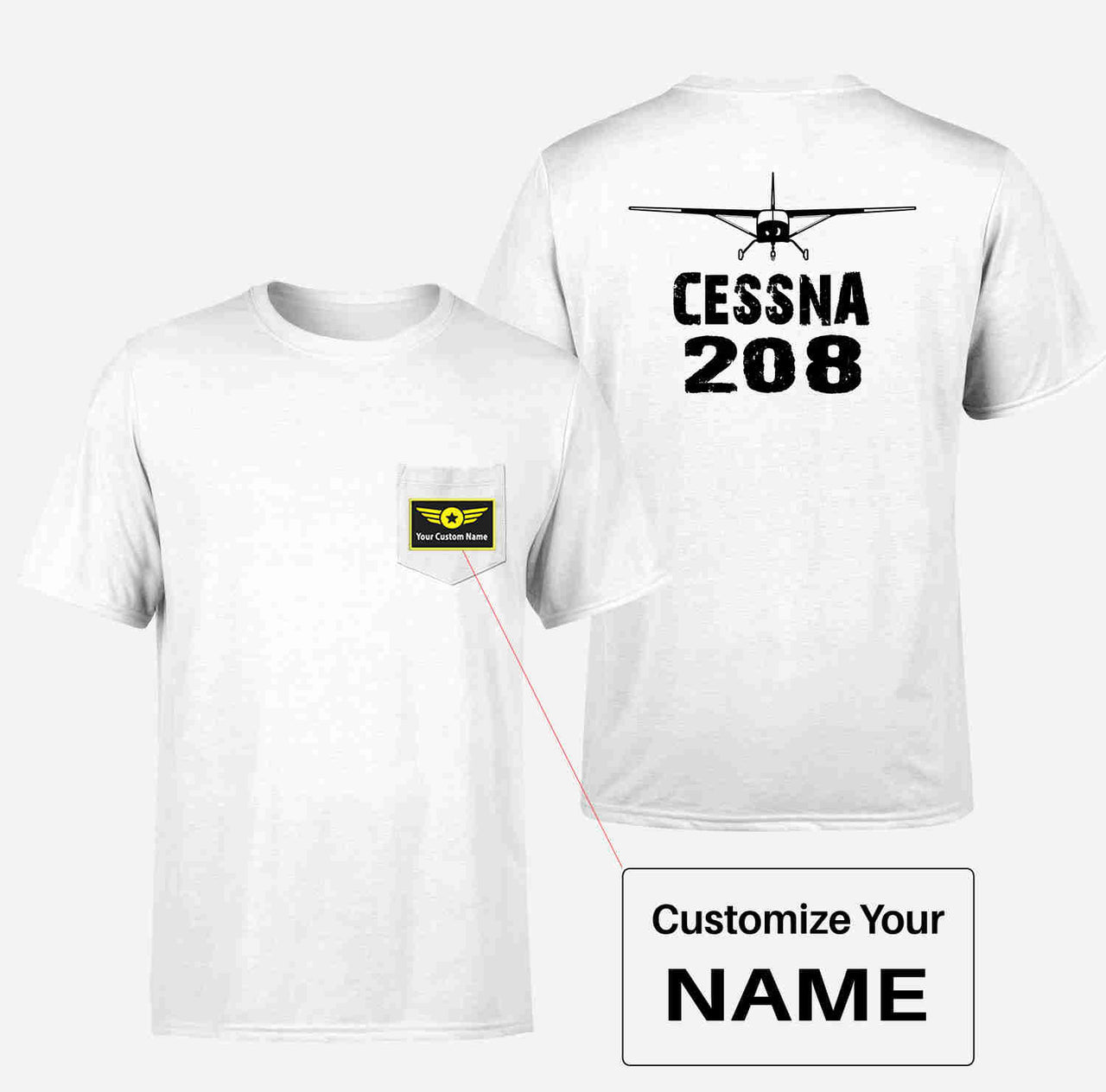 Cessna 208 & Plane Designed Pocket T-Shirts