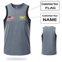 Thumbnail for Your Custom Name & Flag (Badge 4) Designed Sleveless Quick Dry Sports Tank Tops