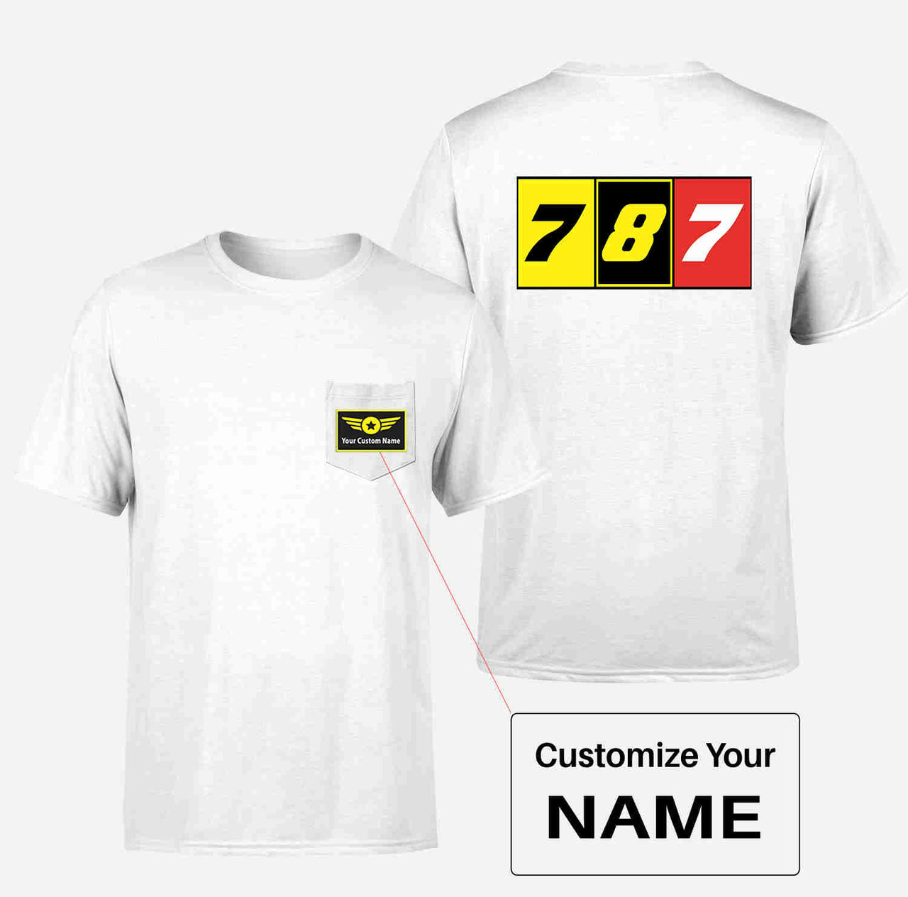 Flat Colourful 787 Designed Pocket T-Shirts