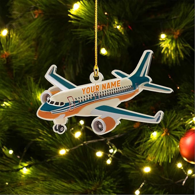 Personalized Airplane (3) Ornaments for Christmas Tree