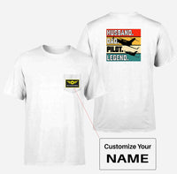 Thumbnail for Husband & Dad & Pilot & Legend Designed Pocket T-Shirts