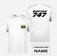 Thumbnail for Boeing 747 & Text Designed Pocket T-Shirts