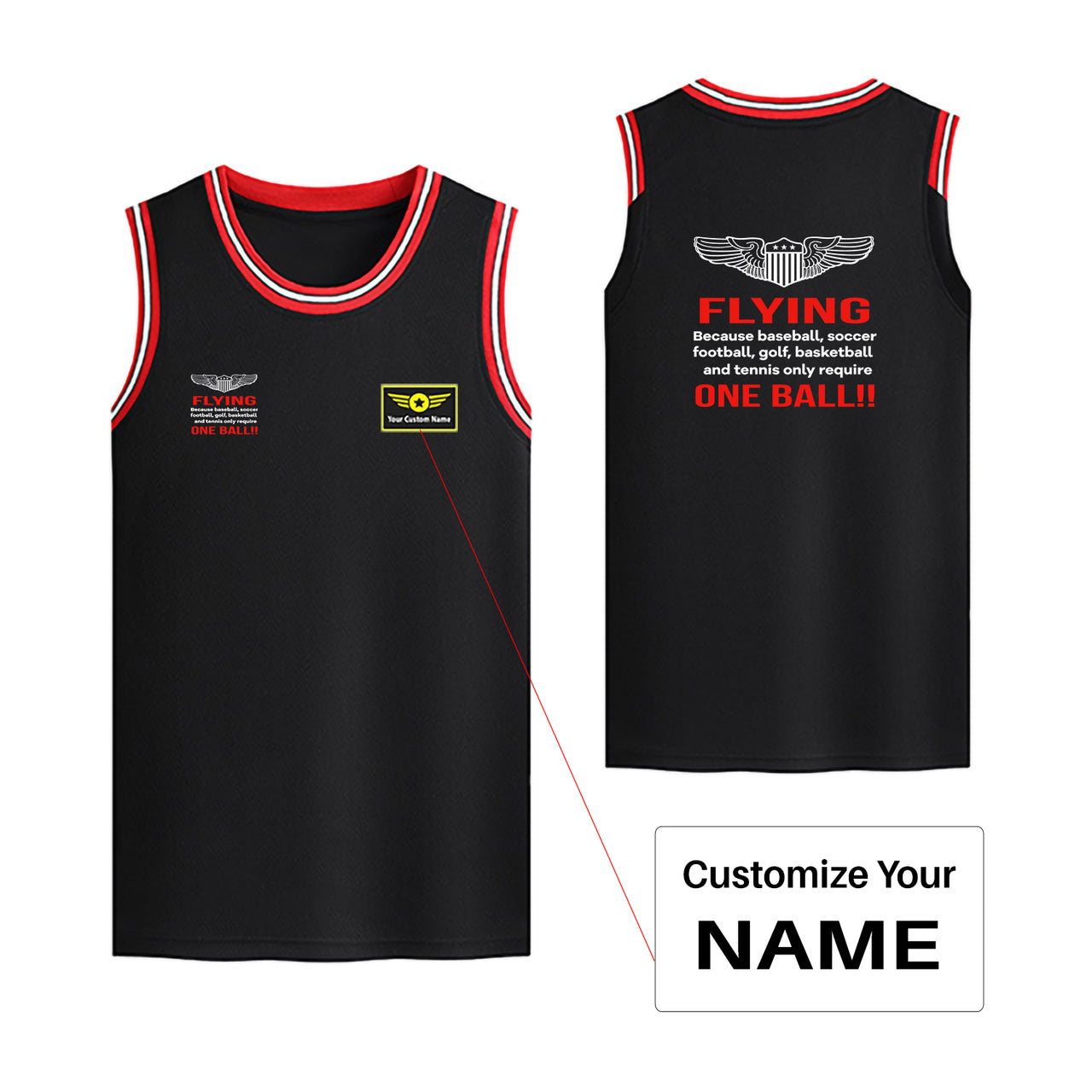 Flying One Ball Designed Basketball Style Sports Tank Tops