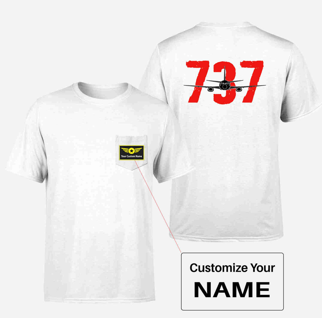 Boeing 737 Designed Designed Pocket T-Shirts