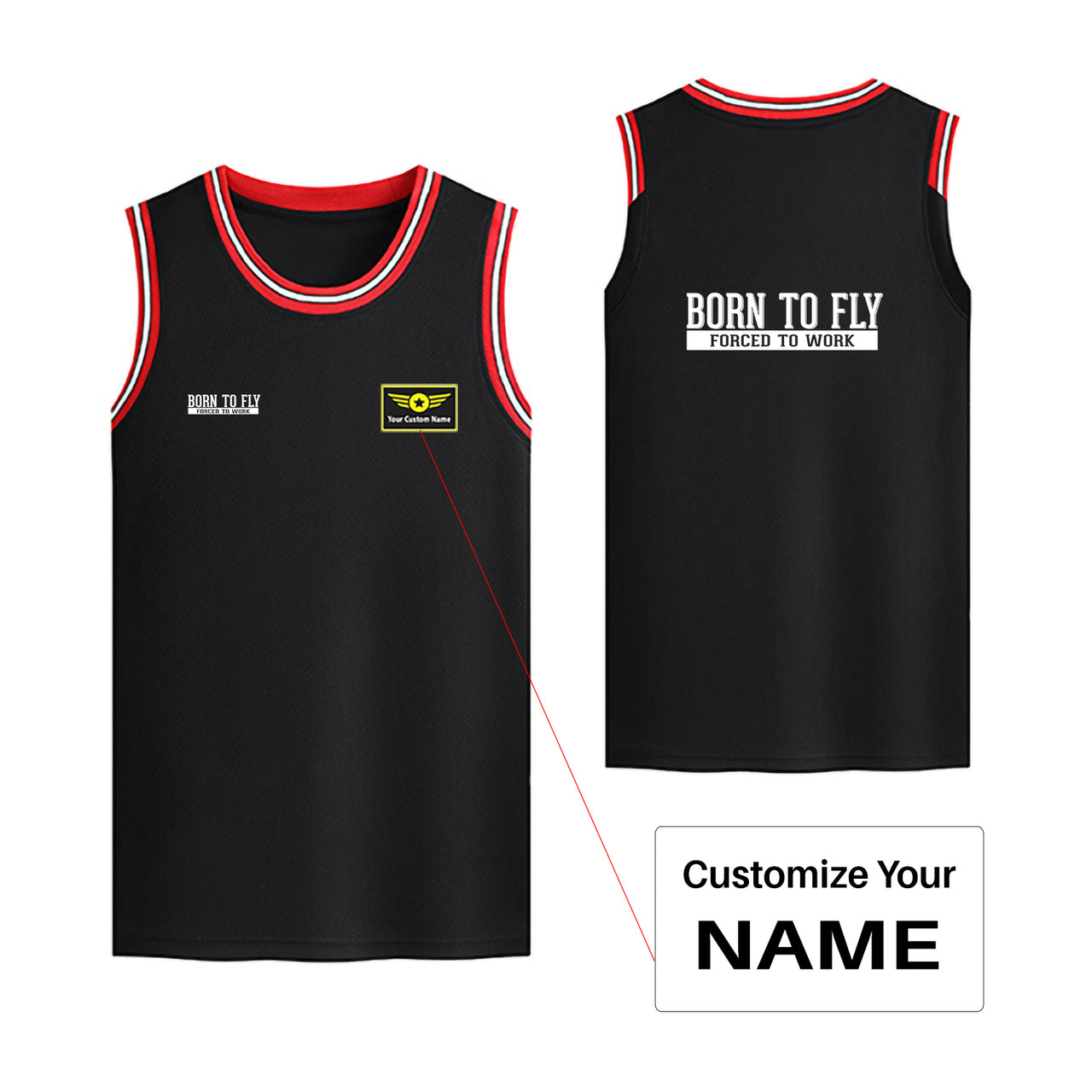 Born To Fly Forced To Work Designed Basketball Style Sports Tank Tops