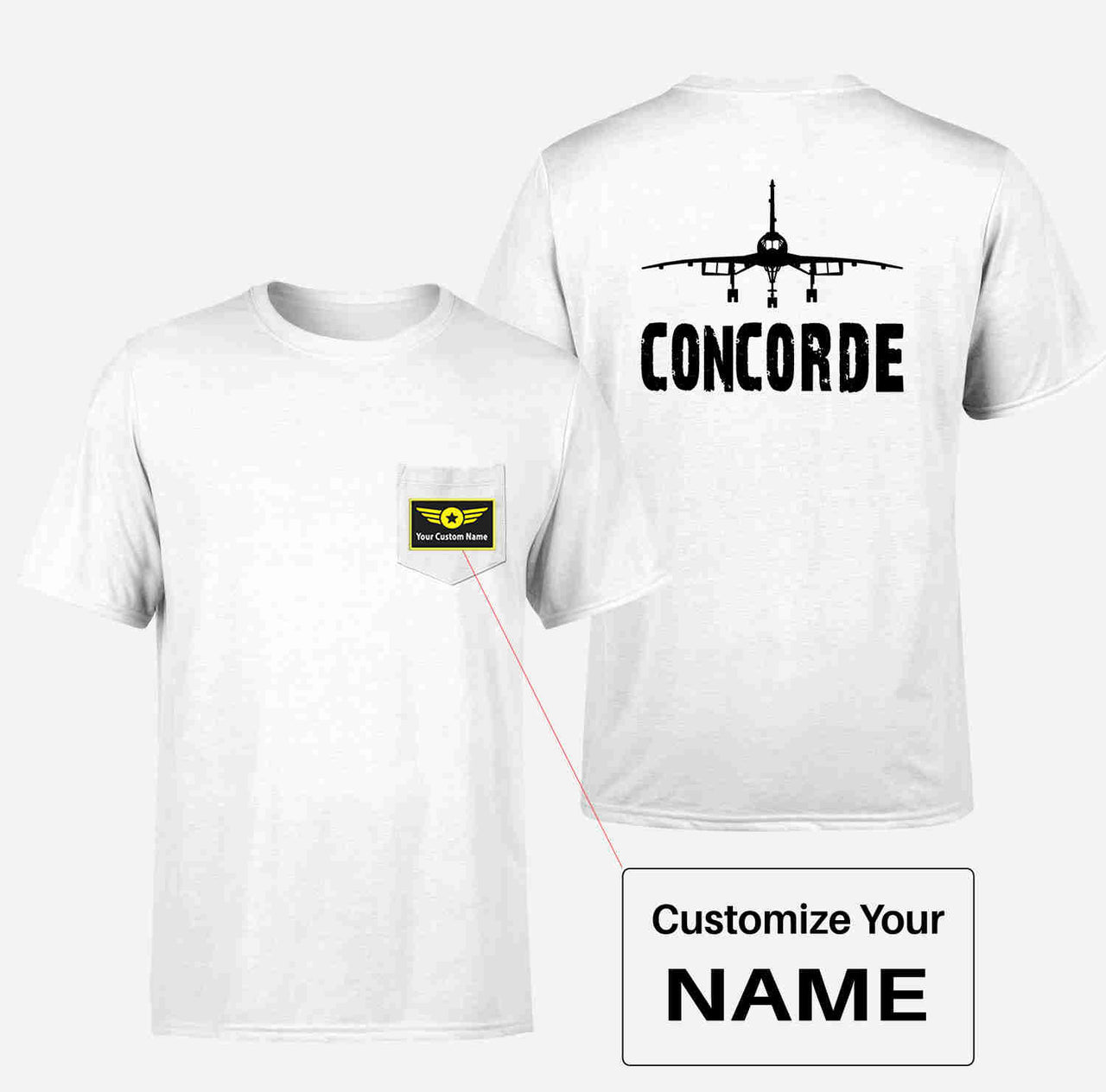 Concorde & Plane Designed Pocket T-Shirts