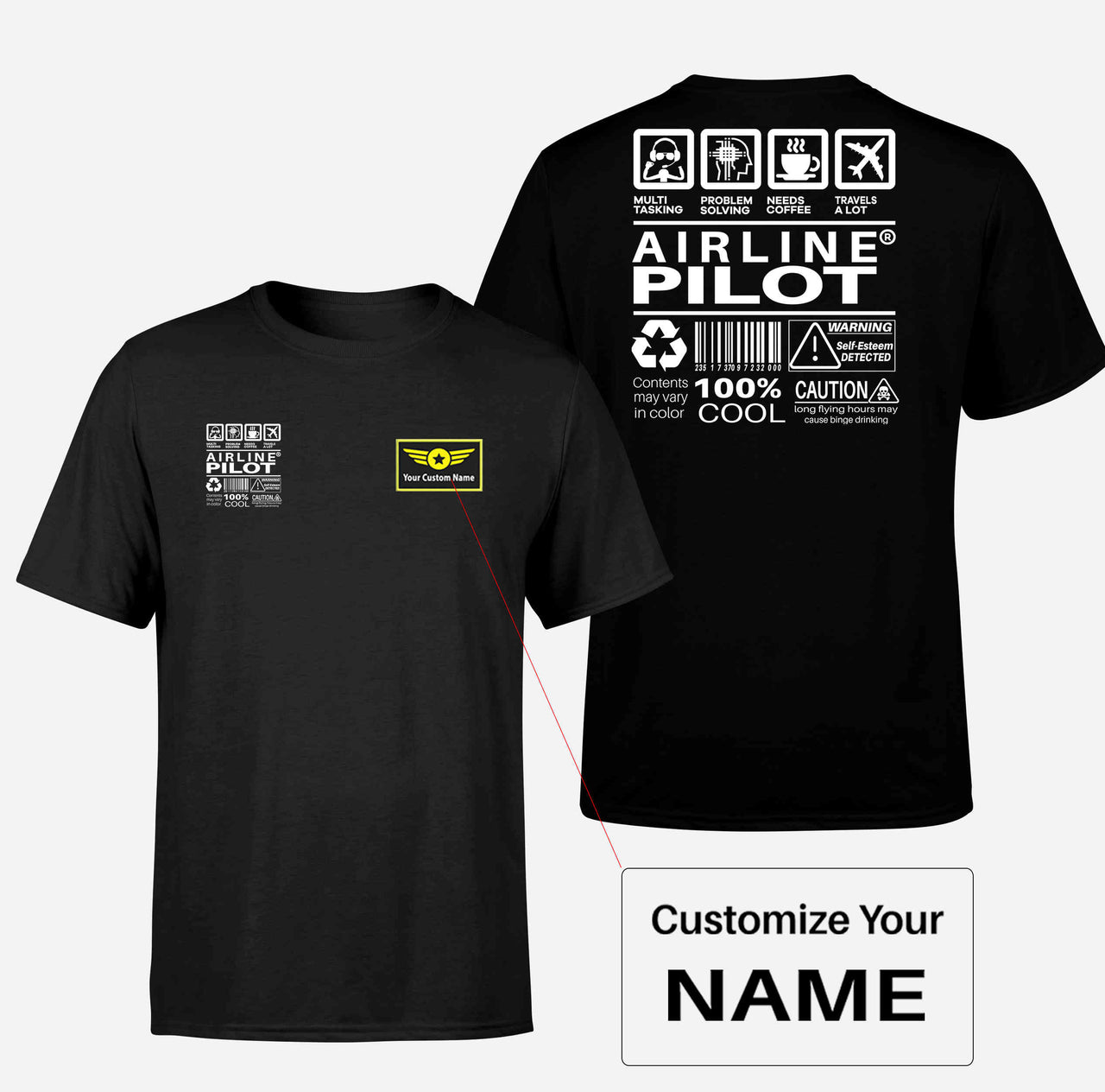 Airline Pilot Label Double-Side T-Shirts