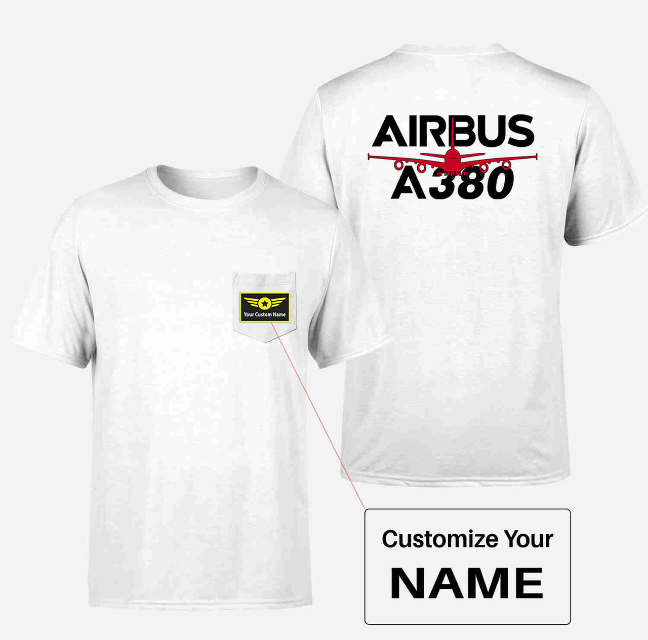 Amazing Airbus A380 Designed Pocket T-Shirts