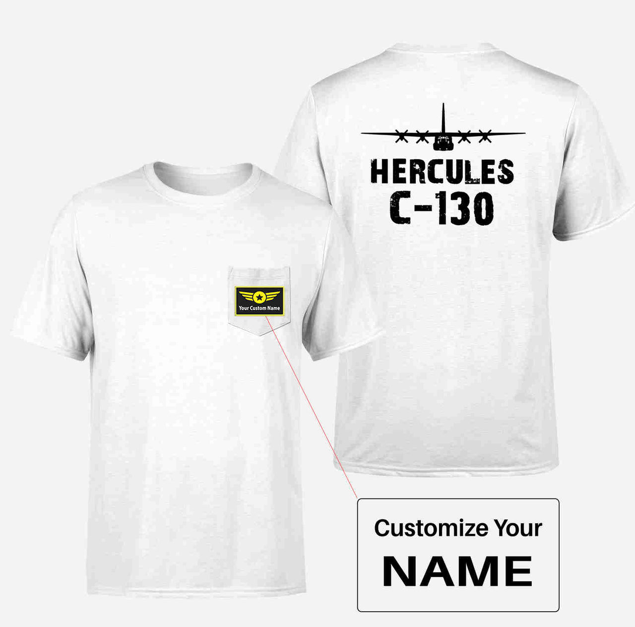 Hercules C-130 & Plane Designed Pocket T-Shirts