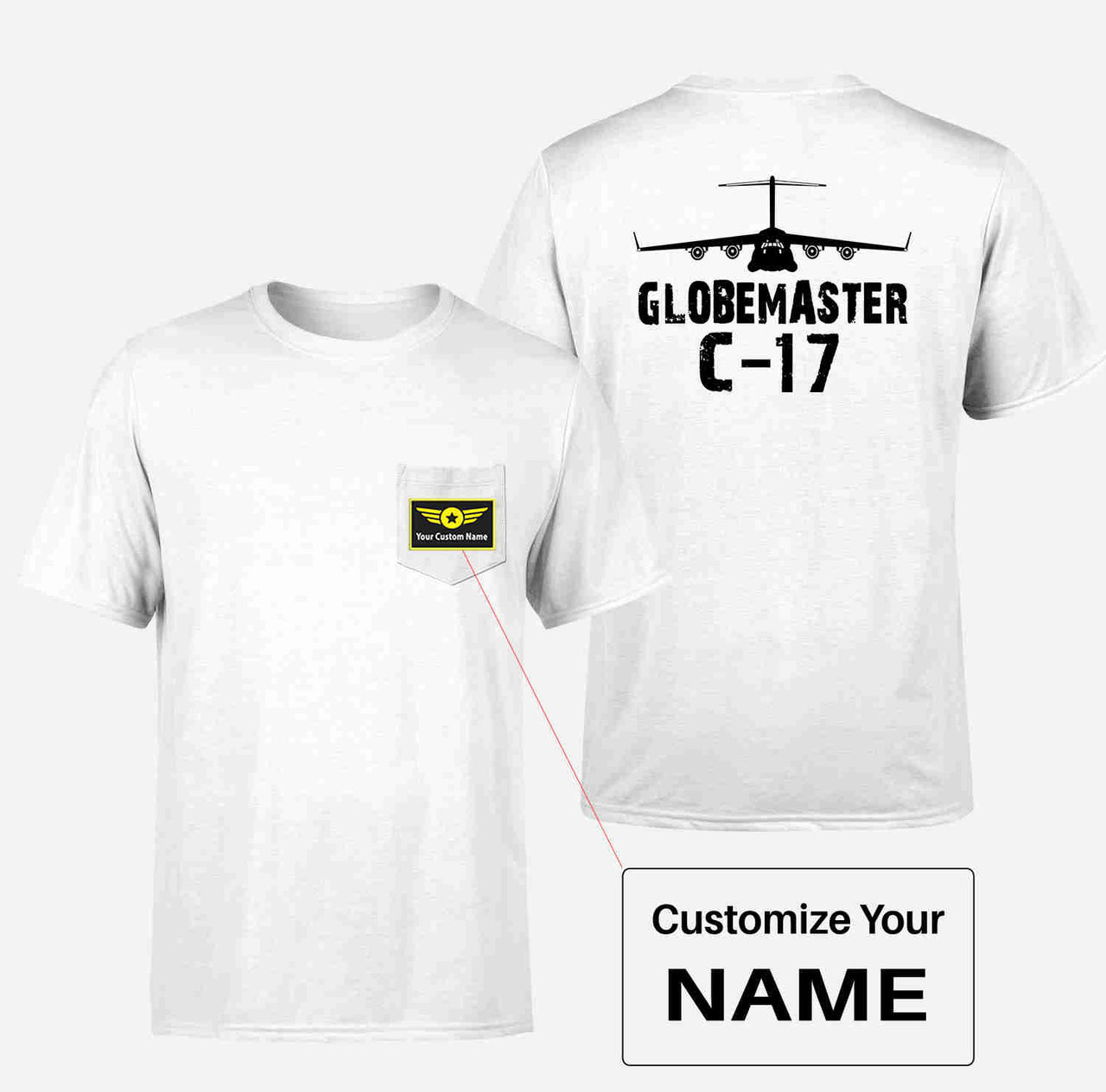 GlobeMaster C-17 & Plane Designed Pocket T-Shirts