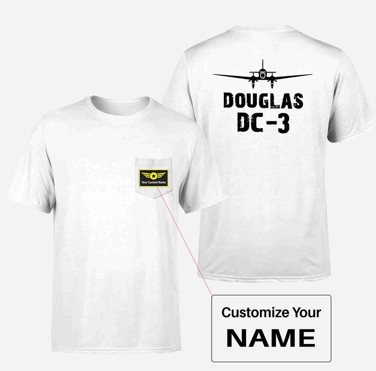 Douglas DC-3 & Plane Designed Pocket T-Shirts