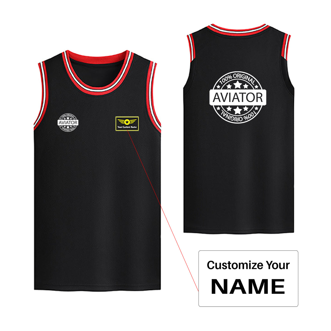 %100 Original Aviator Designed Basketball Style Sports Tank Tops