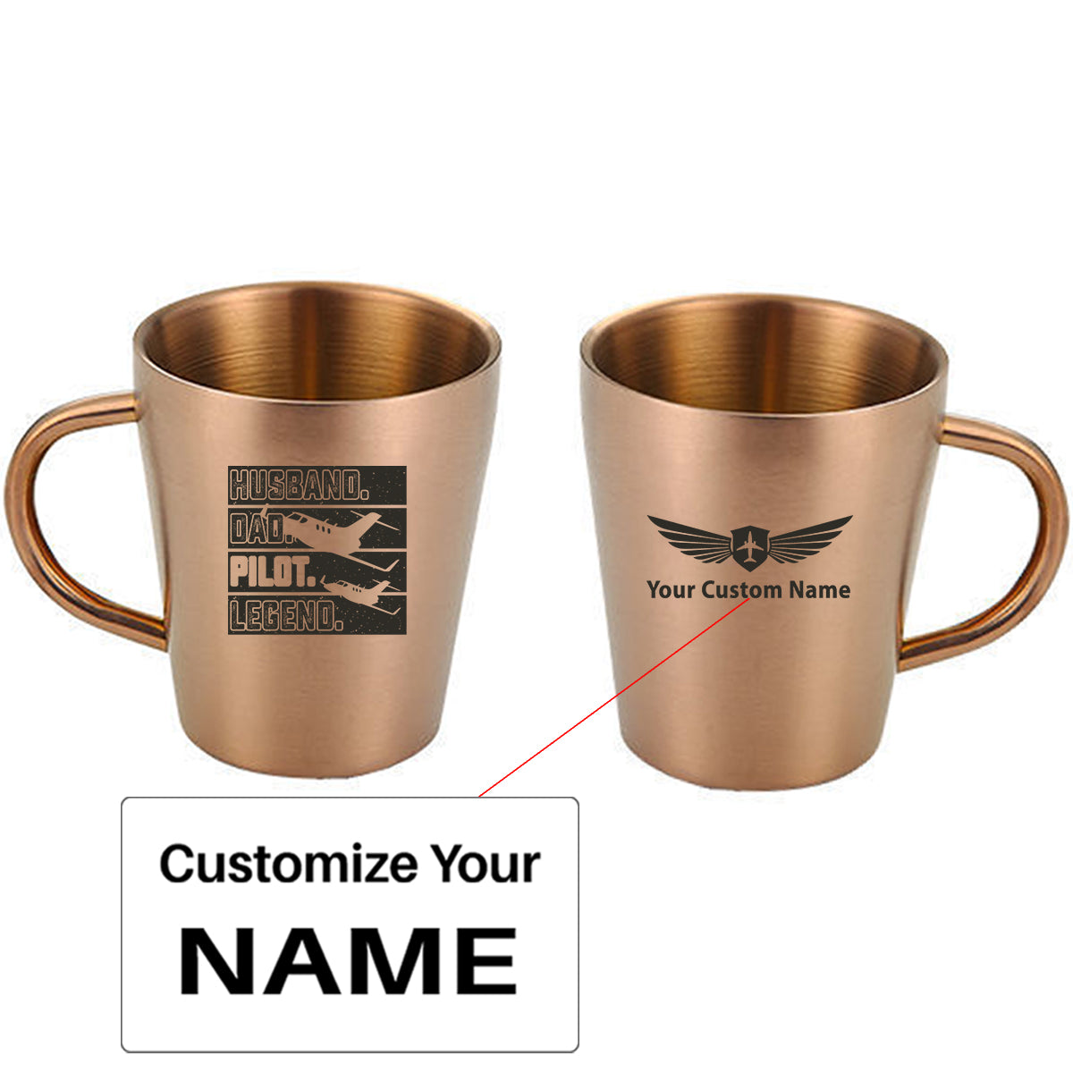 Husband & Dad & Pilot & Legend Designed Stainless Steel Coffee Mugs