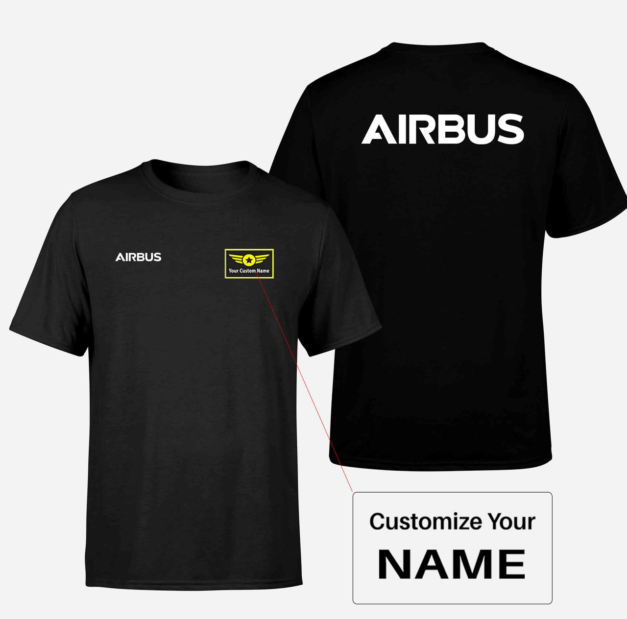 Airbus & Text Double-Side T-Shirts