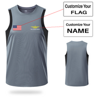 Thumbnail for Your Custom Name & Flag (Badge 3) Designed Sleveless Quick Dry Sports Tank Tops