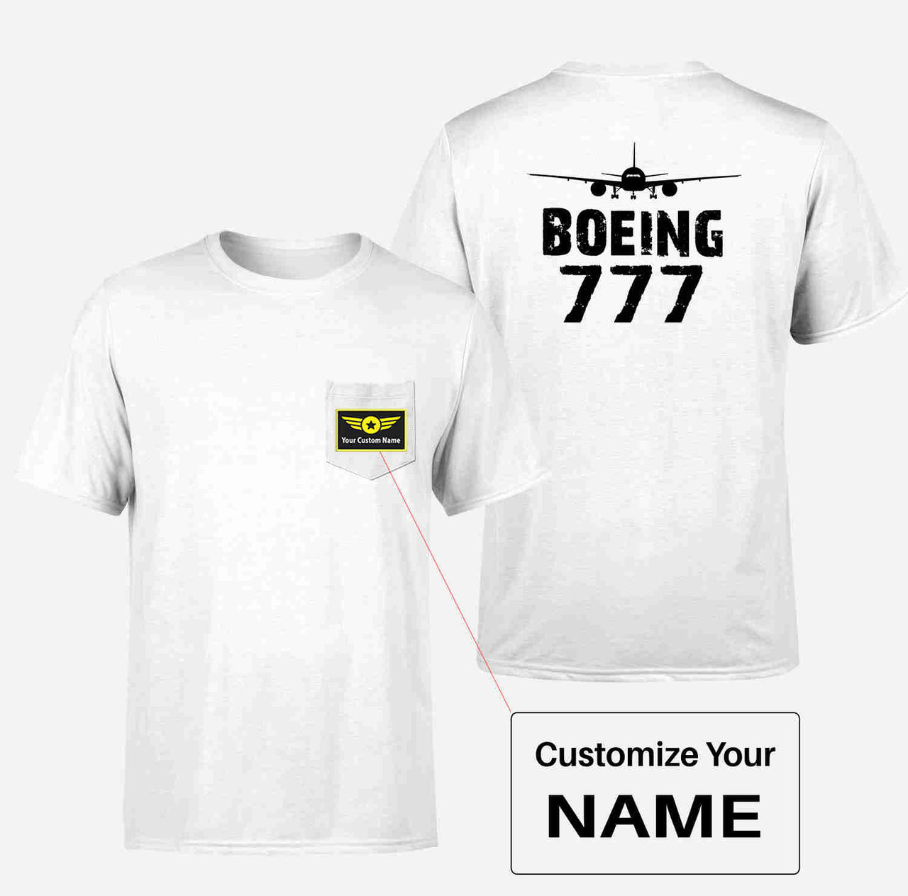 Boeing 777 & Plane Designed Pocket T-Shirts