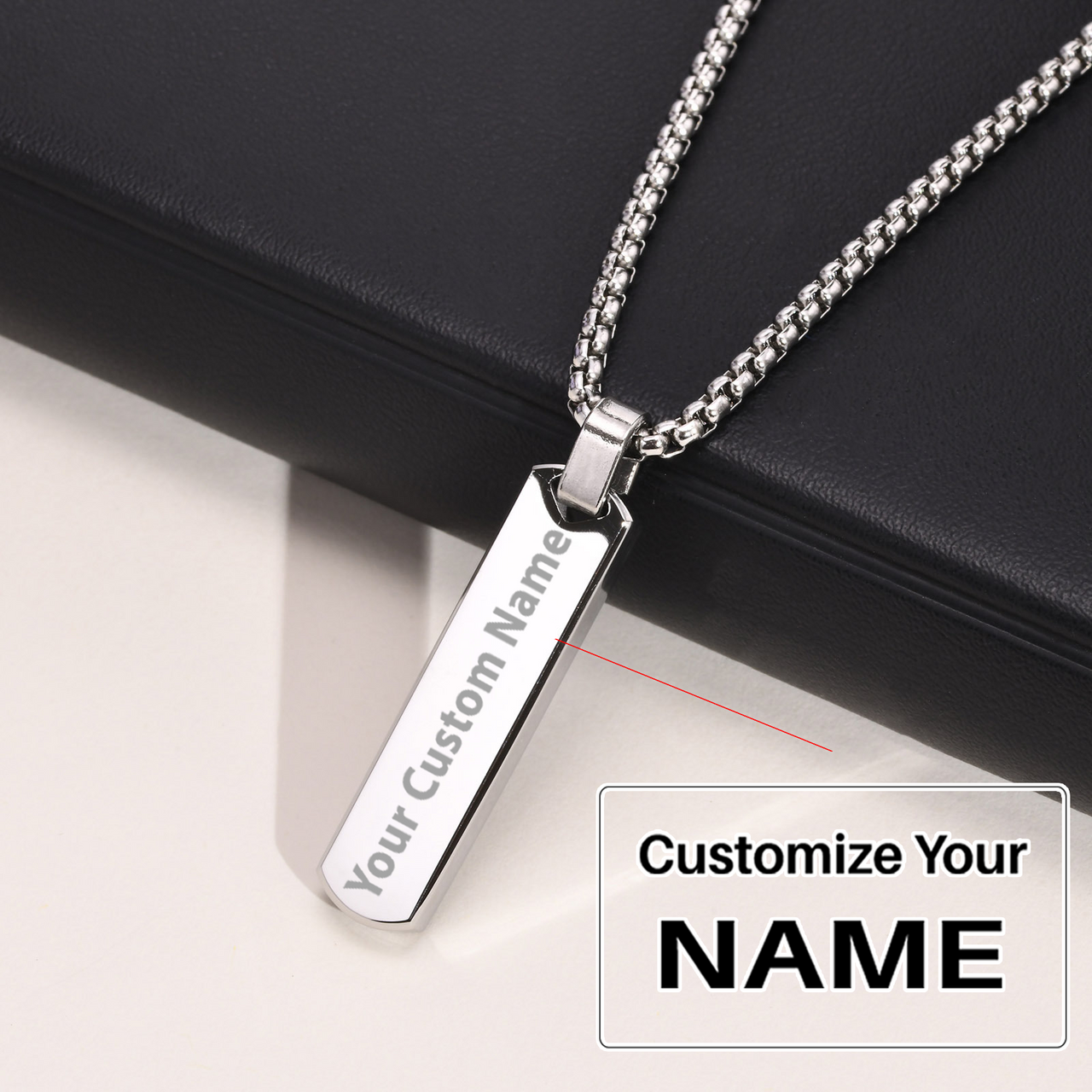 Your Custom Design & Image & Logo & Text Design  Stainless steel  rectangular geometric necklace