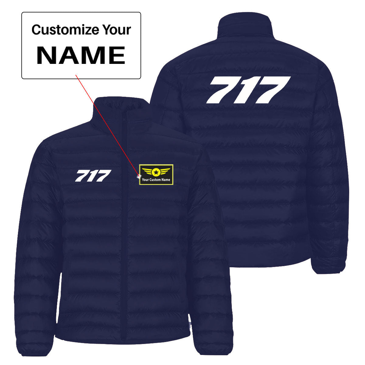 717 Flat Text Designed Padded Jackets