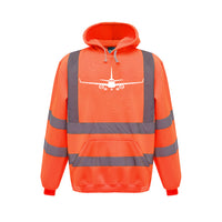 Thumbnail for Embraer E-190 Silhouette Plane Designed Reflective Hoodies