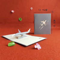 Thumbnail for Airplane Grey Paper Cuttings 3D greeting card