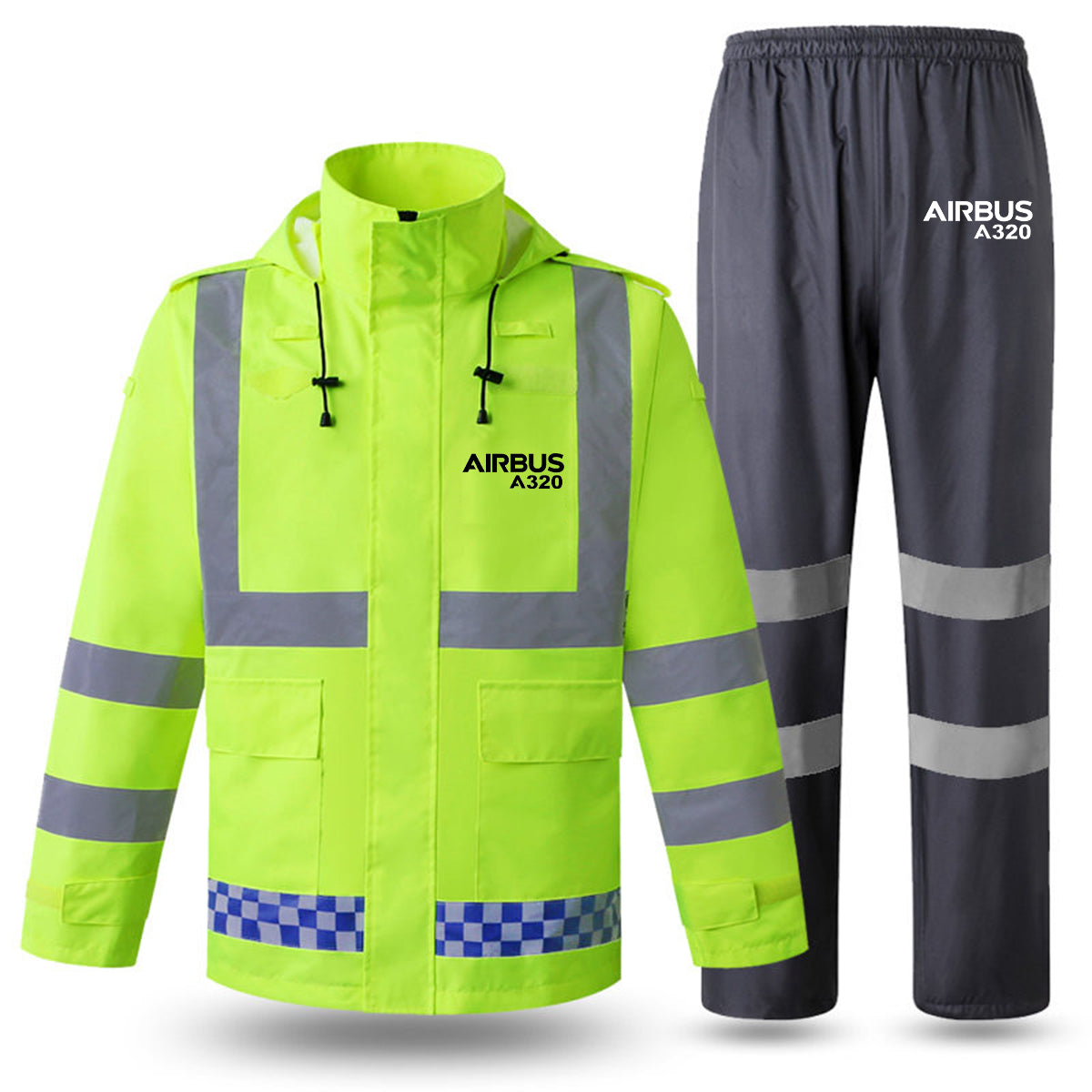 Airbus A320 & Text Designed Reflective Waterproof Rainsuit Set