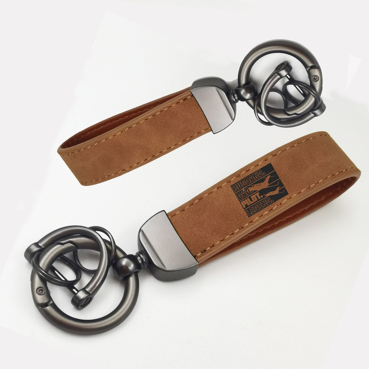 Husband & Dad & Pilot & Legend Design Horseshoe Buckle Key Chains