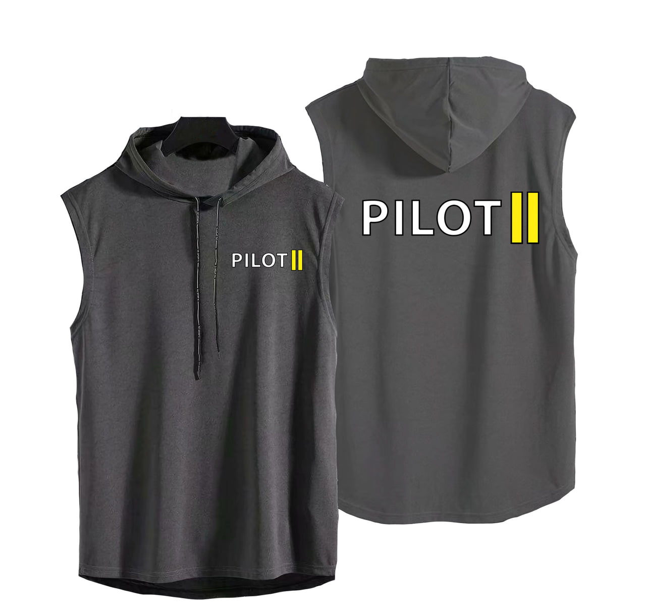 Pilot & Stripes (2 Lines) Designed Hooded Tank Tops