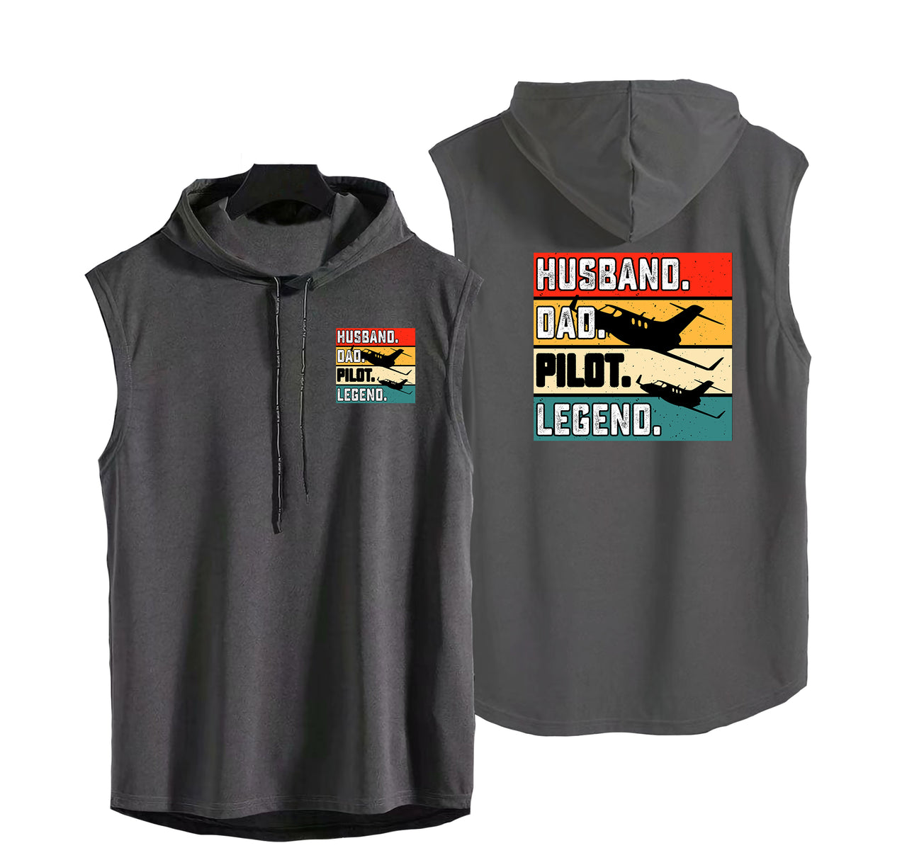 Husband & Dad & Pilot & Legend Designed Hooded Tank Tops