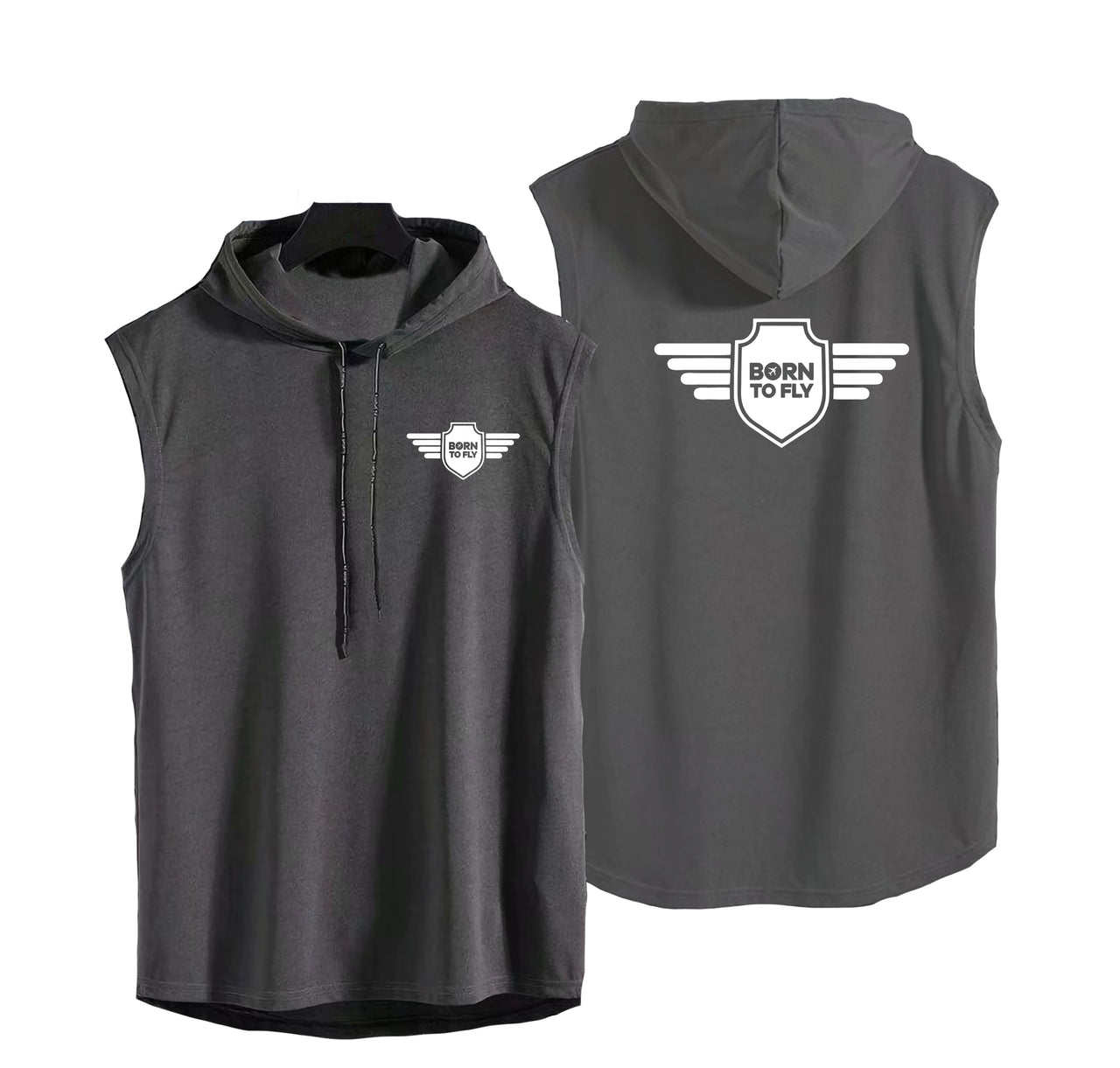 Born To Fly & Badge Designed Hooded Tank Tops