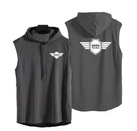 Thumbnail for Born To Fly & Badge Designed Hooded Tank Tops