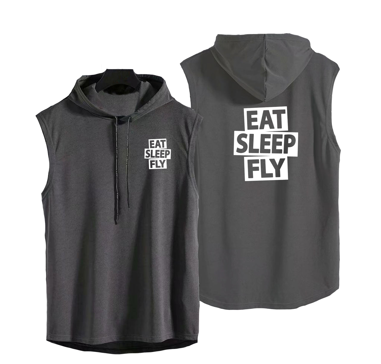 Eat Sleep Fly Designed Hooded Tank Tops