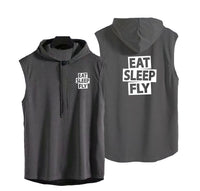 Thumbnail for Eat Sleep Fly Designed Hooded Tank Tops