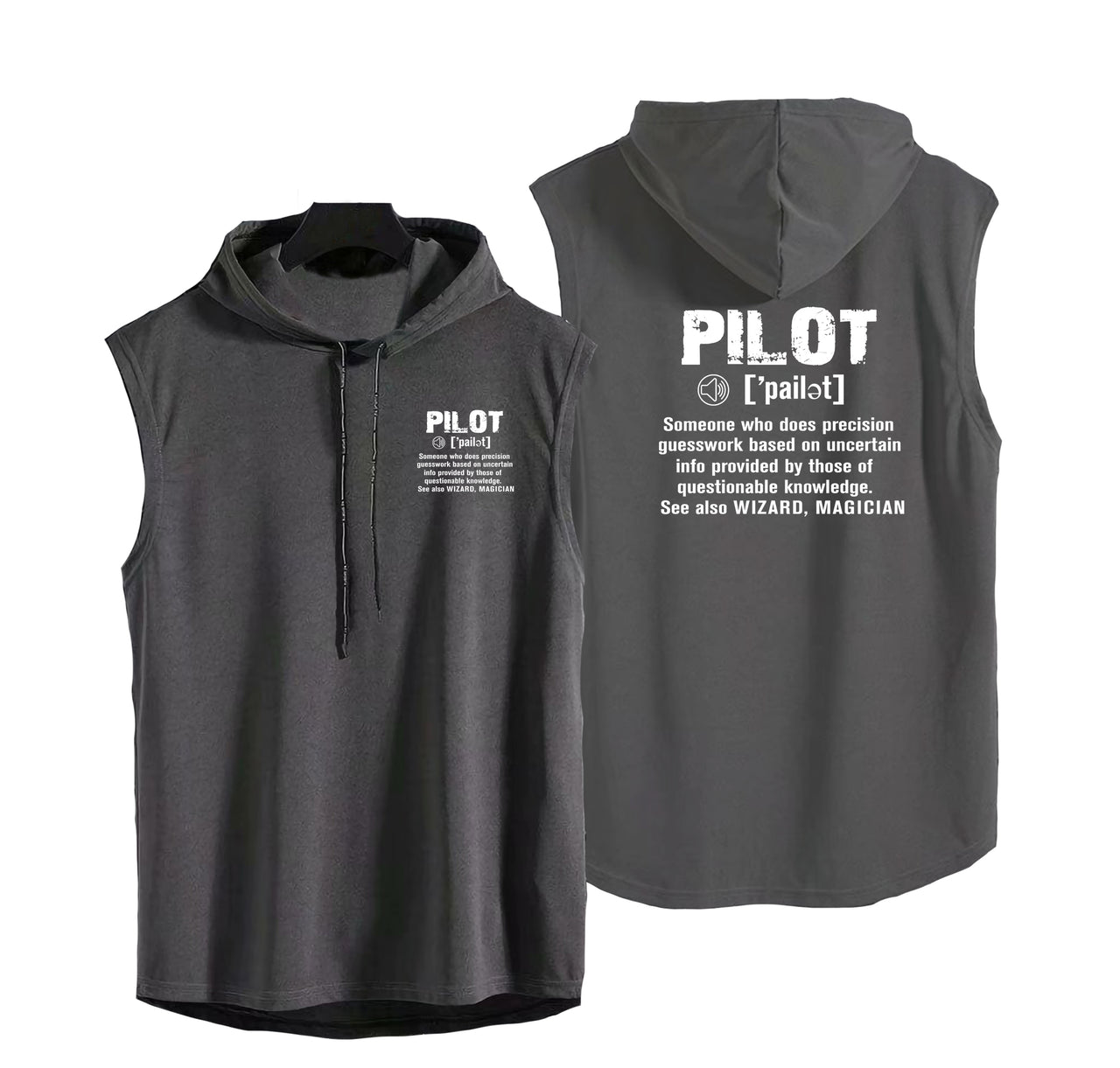 Pilot [Noun] Designed Hooded Tank Tops