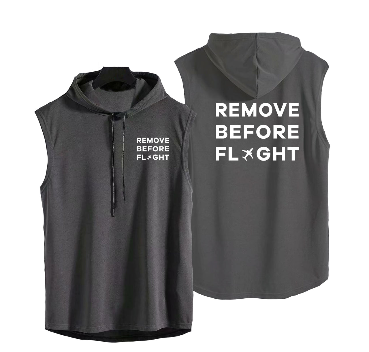 Remove Before Flight Designed Hooded Tank Tops