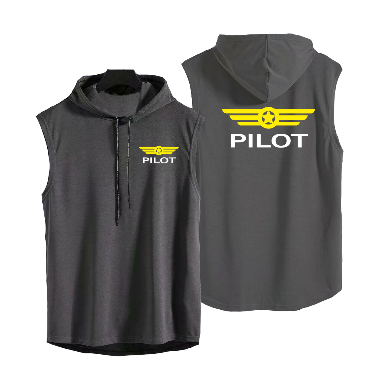 Pilot & Badge Designed Hooded Tank Tops