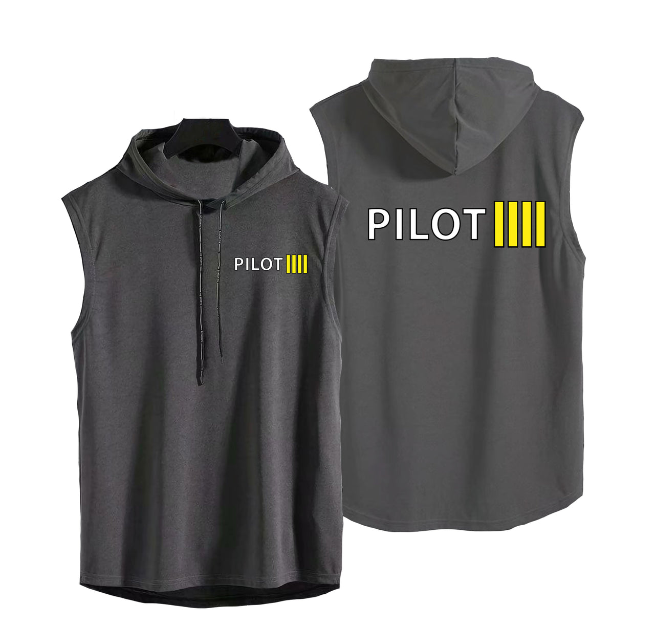 Pilot & Stripes (4 Lines) Designed Hooded Tank Tops