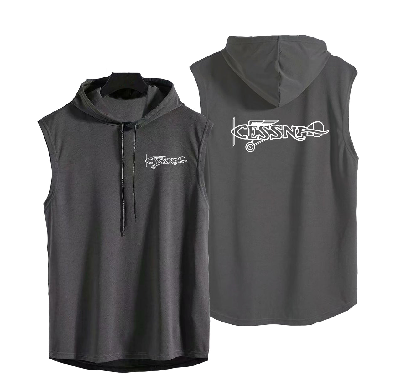 Special Cessna Text Designed Hooded Tank Tops