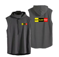 Thumbnail for Eat Sleep Fly (Colourful) Designed Hooded Tank Tops