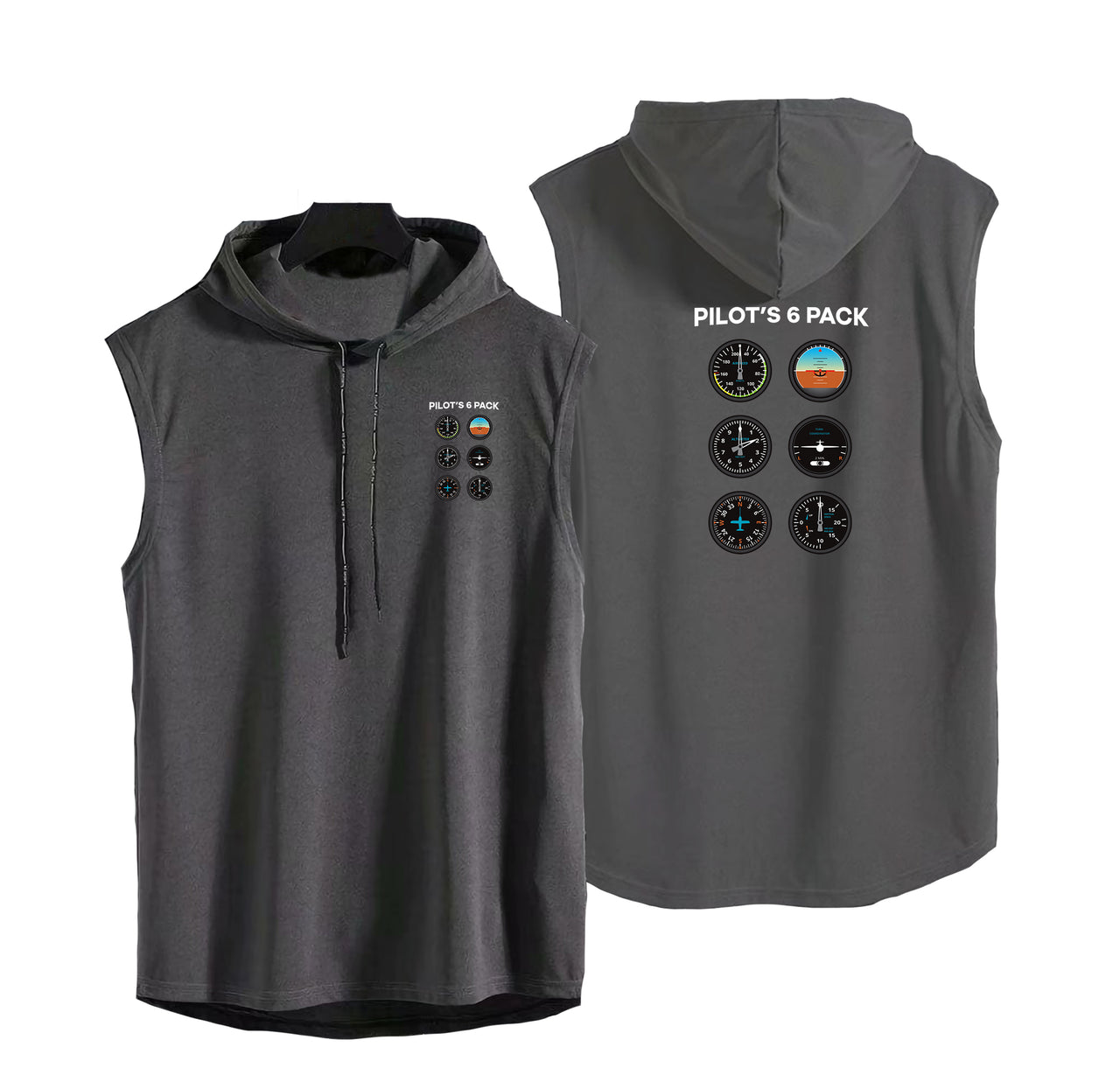 Pilot's 6 Pack Designed Hooded Tank Tops