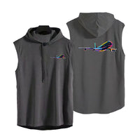 Thumbnail for Multicolor Airplane Designed Hooded Tank Tops