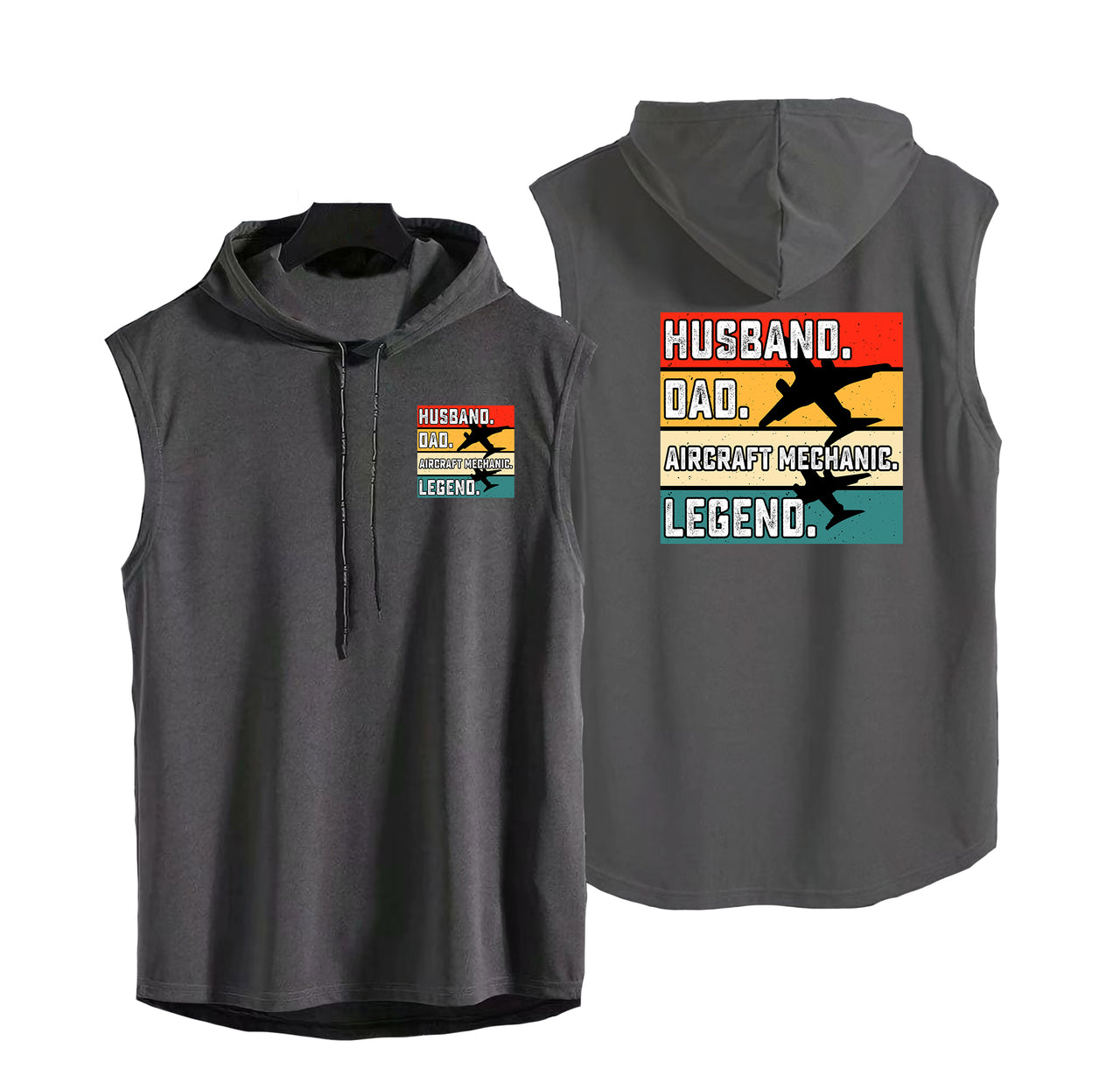 Husband & Dad & Aircraft Mechanic & Legend Designed Hooded Tank Tops