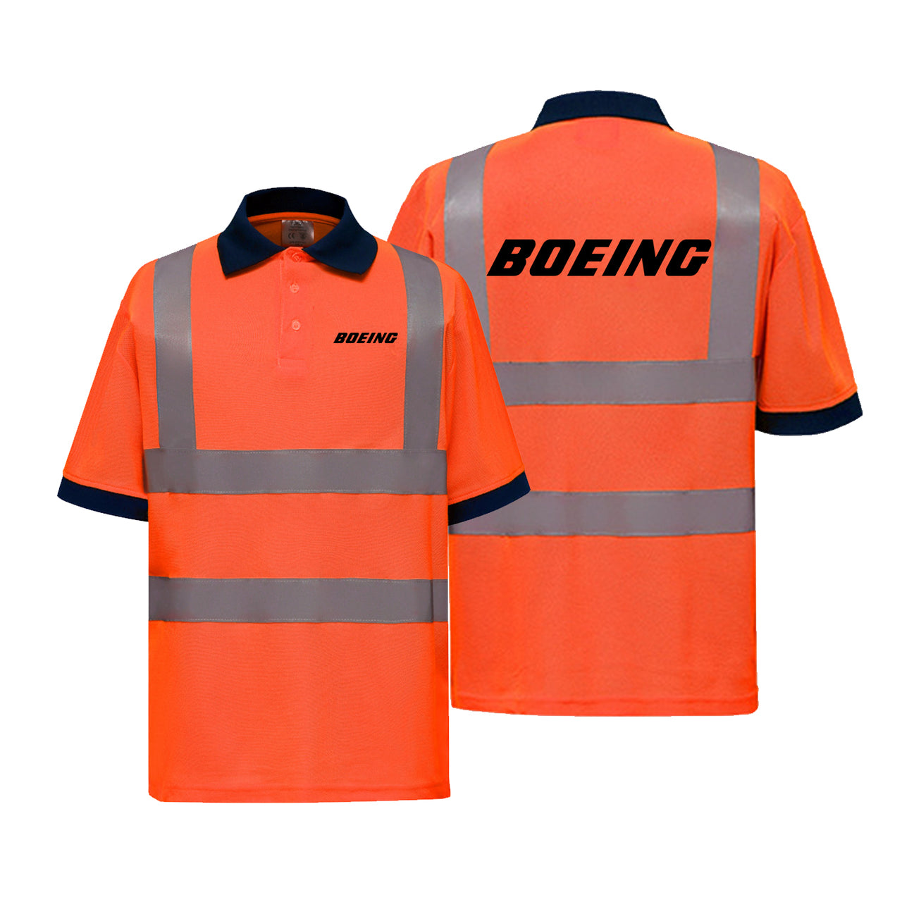 Boeing & Text Designed Reflective Polo T-Shirts